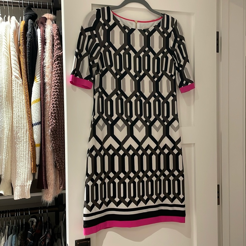 Eliza J Geometric Patterned Shift Dress - Size 4
